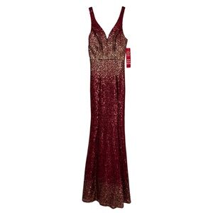 Elegant Burgundy Sequin Gown
